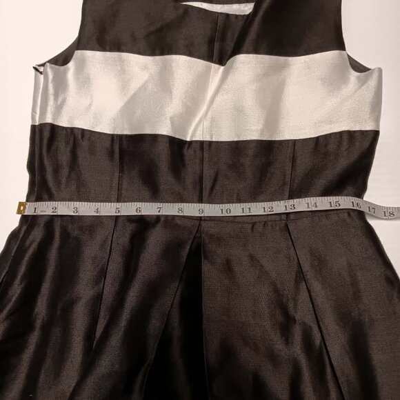 Kate Spade Black White Color Block Fit and Flare Pleated Midi Cocktail Dress - Picture 7 of 7